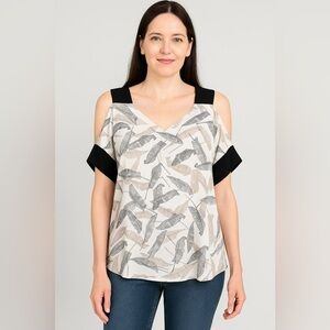 Stylish Women's Blouse with Leaf Print